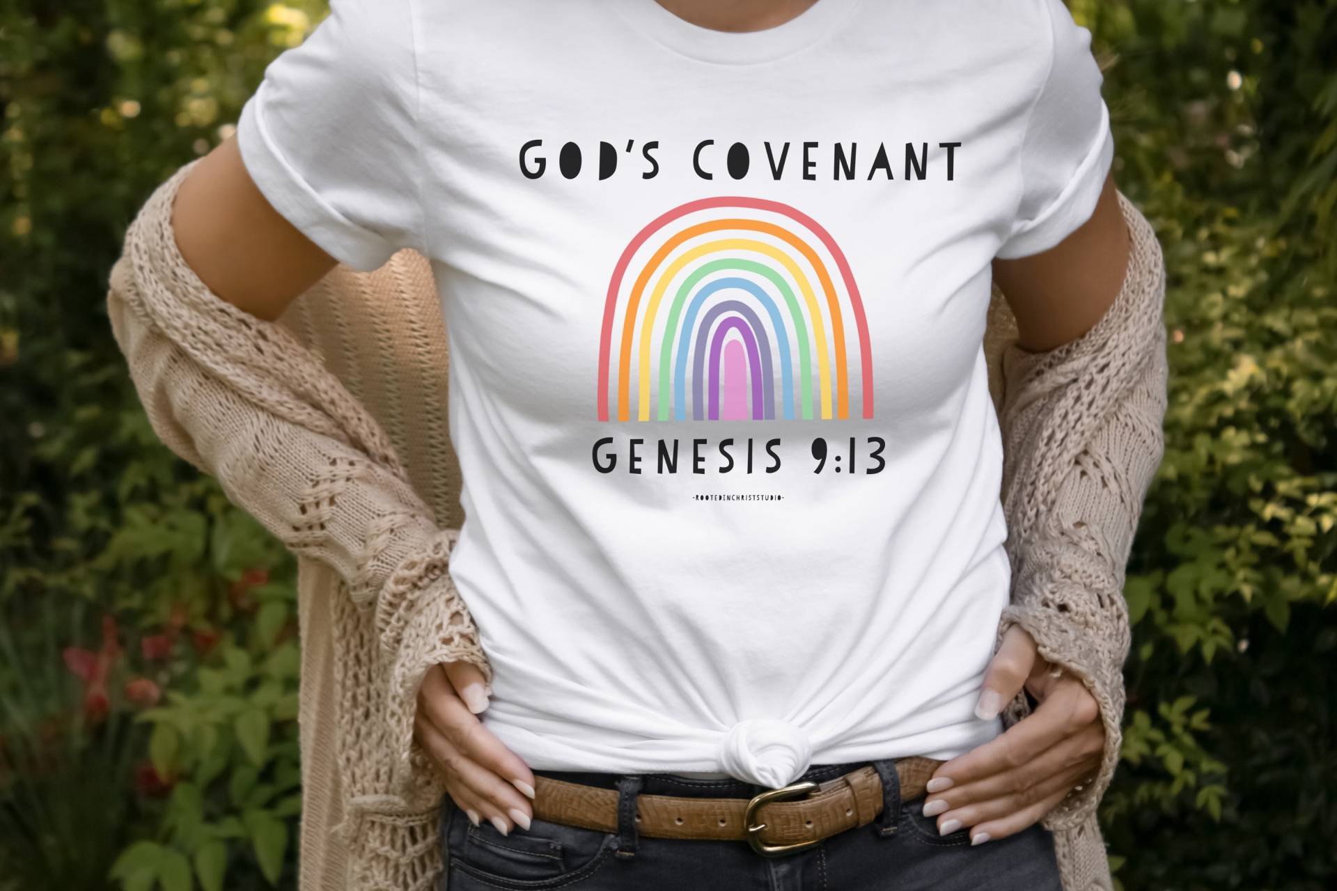 Gottes Bund Genesis 9 13 Shirt, Christliches Regenbogen-Shirt, Bibel-Vers-Shirt, Glaube-Shirt, Hoffnung-Shirt, Regenbogen-Shirt von RootedInChristStudio