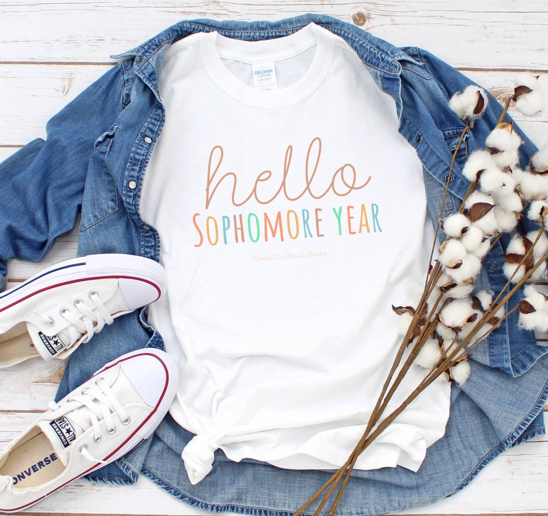 Hello Sophomore Year Shirt, T-Shirt, First Day Of School Schulbilder Life von RootedInChristStudio