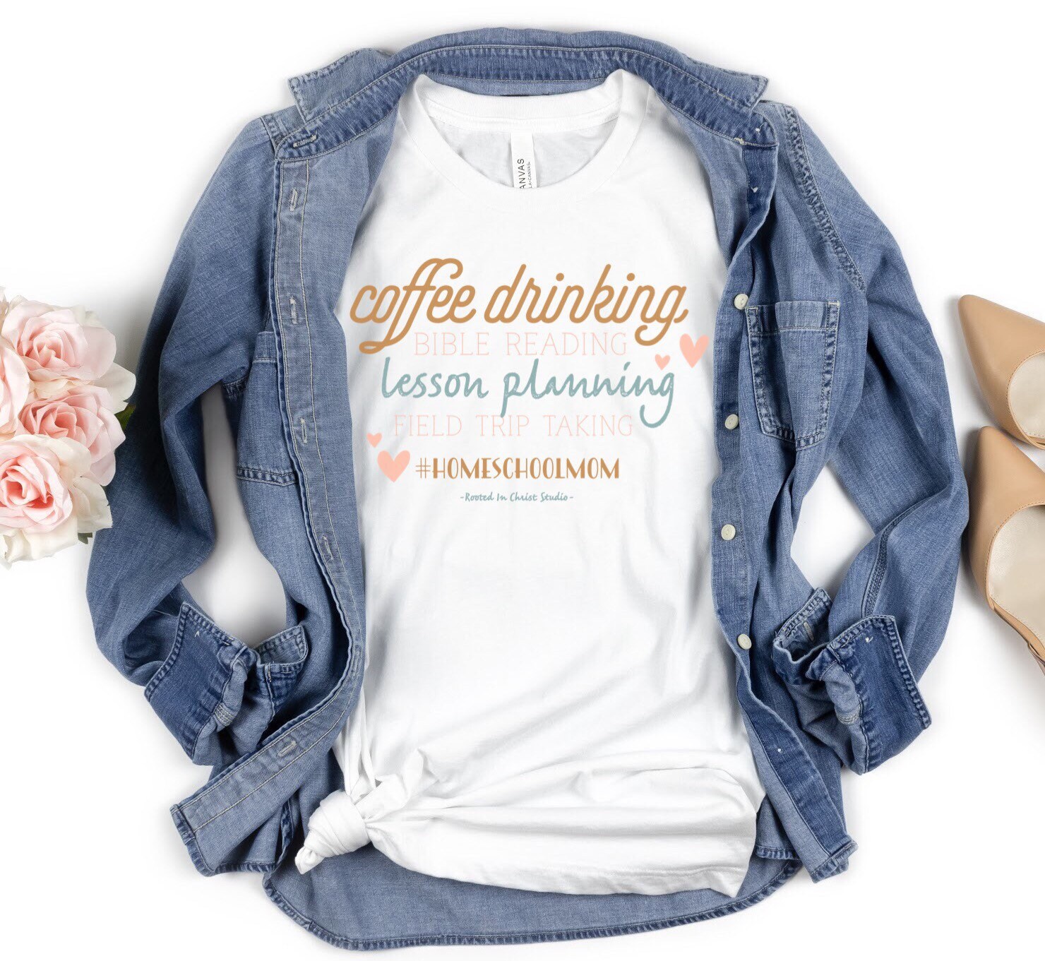 Kaffeetrinken Bibel Lesestunde Planen Feld Reise Nehmen Homeschool Art Von Mama, Mom Shirt, Christliche Shirt von RootedInChristStudio