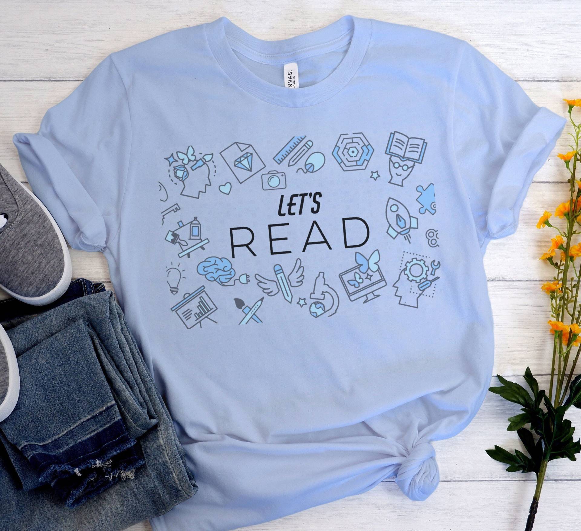 Let Es Read Shirt, Leseshirt, Lese T-Shirt, Bibliothekar Lesewoche Lehrer Buchliebhaber Shirt von RootedInChristStudio