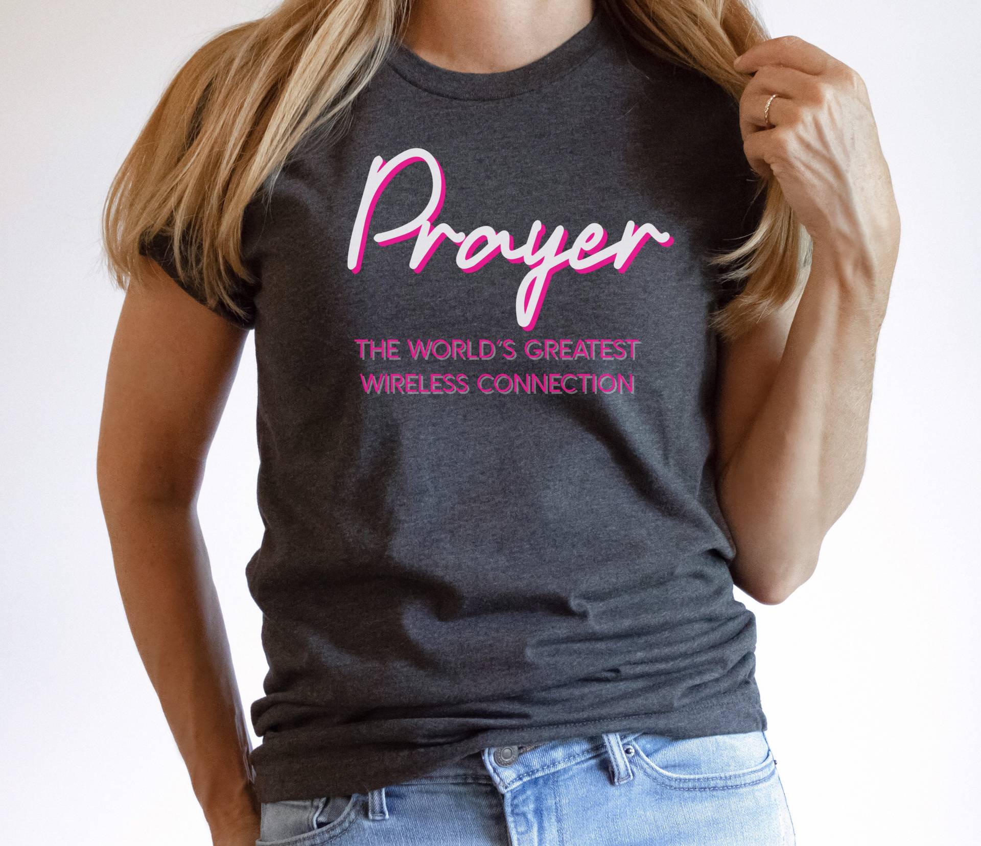 Prayer The World Es Greatest Wireless Connection, Christliche T-Shirts Für Frauen, Christliche Shirts Religiöses T-Shirt, Shirt Frauen von RootedInChristStudio