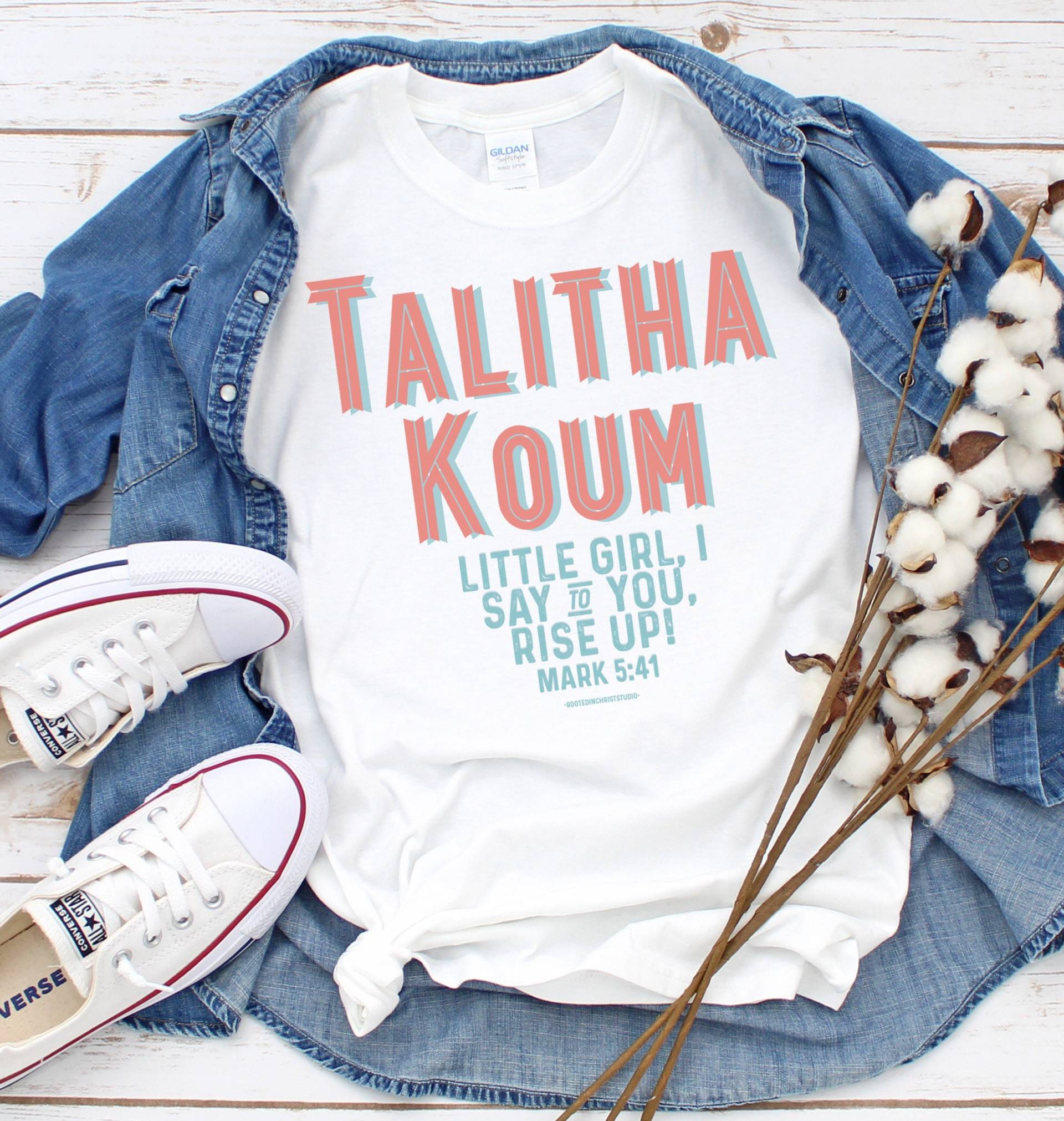 Talitha Koum Shirt, Rise Up Steh Auf, Schrift T-Shirt, Mark 5 41 Religiöses Konservatives Bibel Vers Geschenk Für Sie von RootedInChristStudio