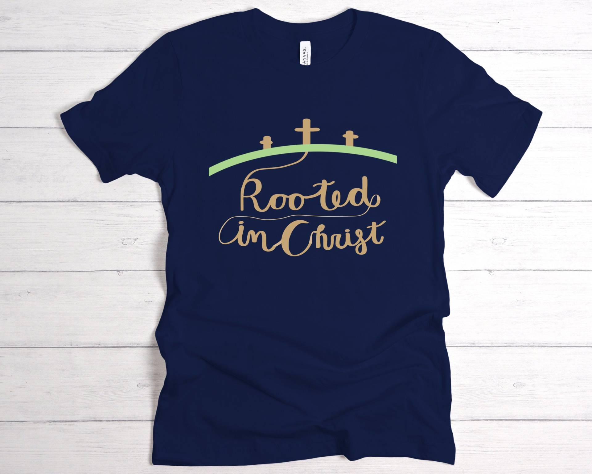 Verwurzelt in Christus Christlicher Glaube T-Shirt von RootedInChristStudio