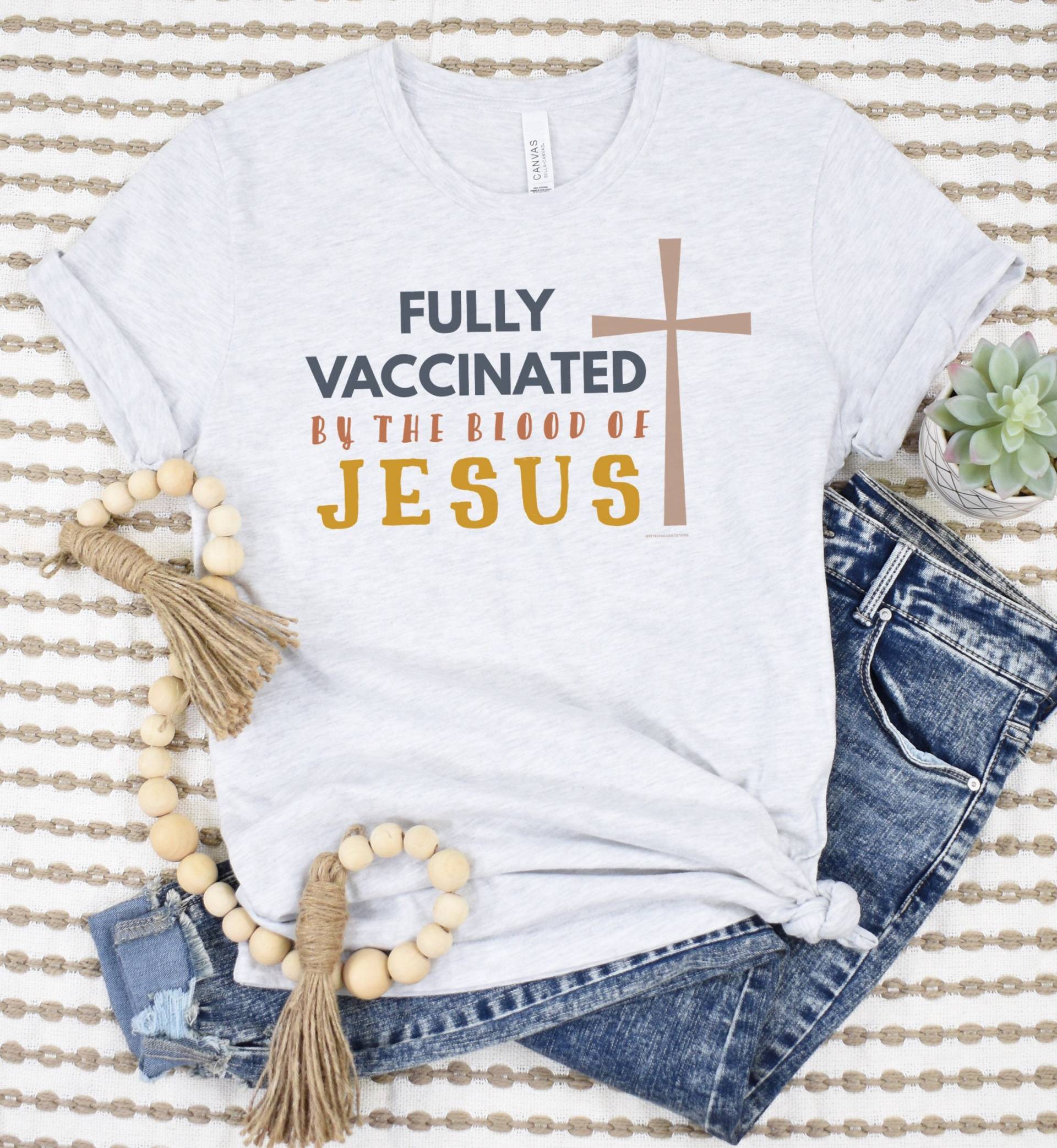 Voll Durch Das Blut Jesu Geimpftes Shirt, Christliches Kreuz Human Rights Medical Freedom, Konservatives Protestshirt von RootedInChristStudio