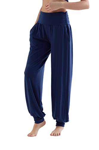 Roots Organics True North Damen Yoga Sport Fitness Wellness Freizeit Hose Tencel Elasthan (Navy, XL) von Roots Organics
