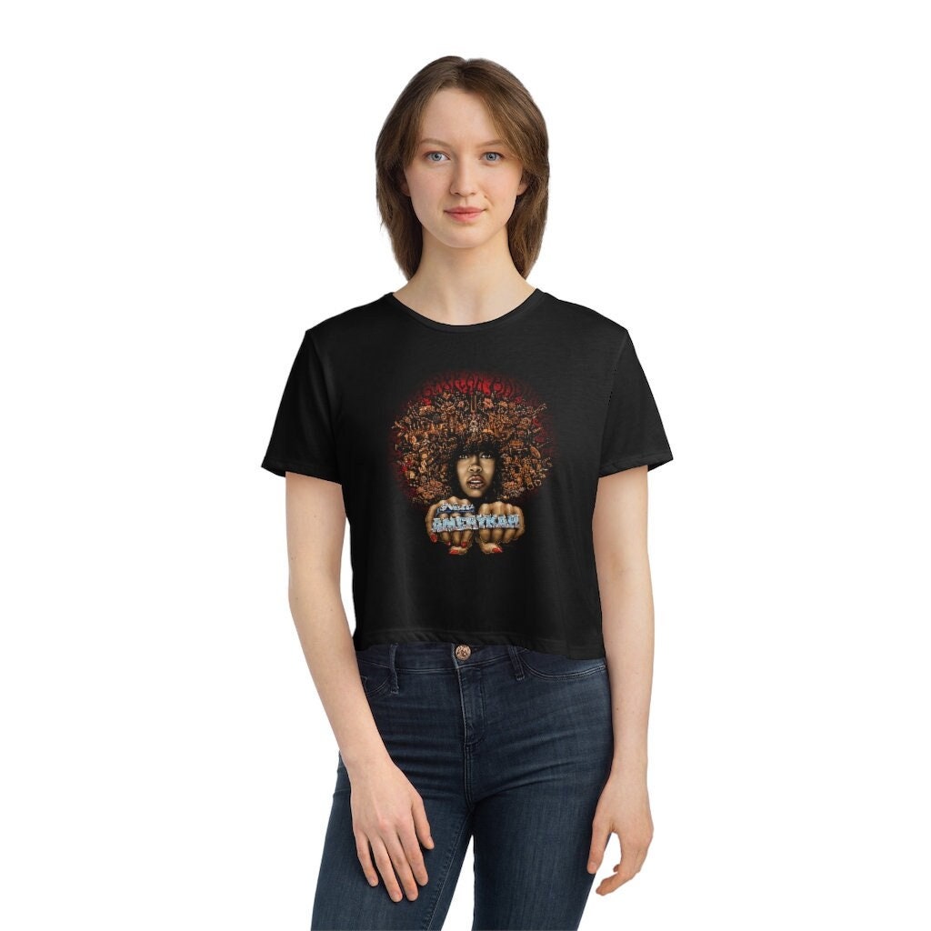 Erykah Badu T-Shirt/Schwarzes Sänger Damen Flowy Cropped von RootsMusicTShirts