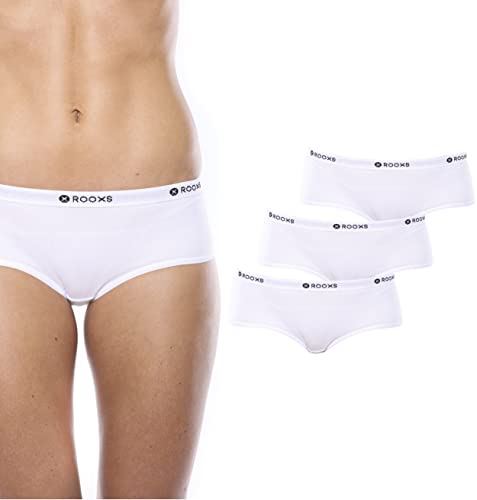 Rooxs Unterwäsche Damen Hipster 3X Unterhosen Damen Panty Baumwolle (as3, Alpha, l, Regular, Regular, 3X Weiß) von Rooxs