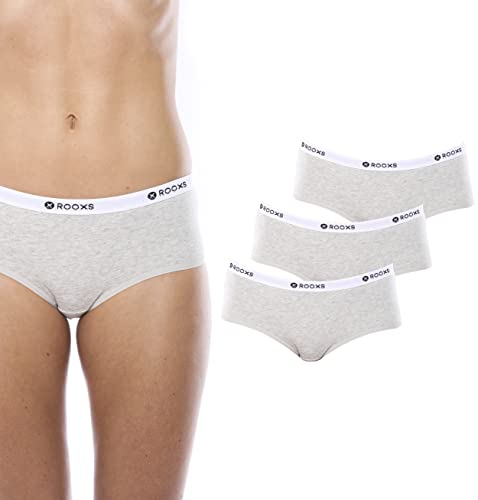 Rooxs Unterwäsche Damen Hipster 3X Unterhosen Damen Panty Baumwolle (as3, Alpha, s, Regular, Regular, 3X Grau) von Rooxs