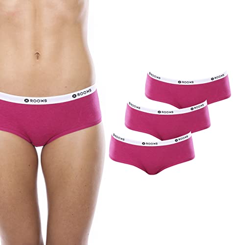 Rooxs Unterwäsche Damen Hipster 3X Unterhosen Damen Panty Baumwolle (as3, Alpha, m, Regular, Regular, 3X Pink) von Rooxs