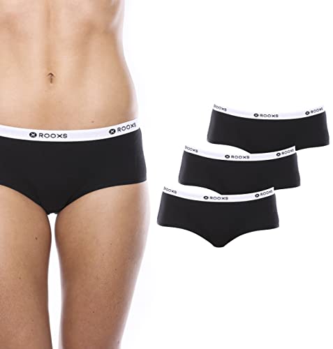 Rooxs Unterwäsche Damen Hipster 3X Unterhosen Damen Panty Baumwolle (as3, Alpha, m, Regular, Regular, 3X Schwarz) von Rooxs