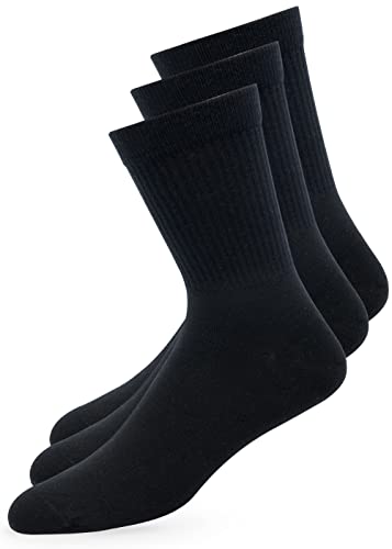 Rooxs Tennissocken Herren & Damen Sportsocken (3x Paar) Hohe Sportsocken Crew Socks Größe 43-46 schwarz von Rooxs