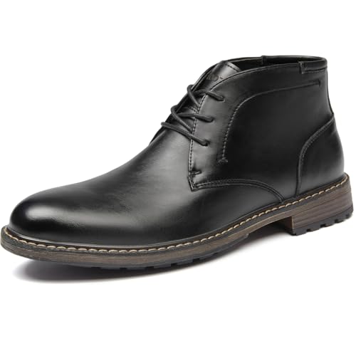 Roozin Herren Stiefel Schnürstiefel Casual Chukka Boots Oxford Kleid Stiefel für Männer, Schwarz, 41 EU von Roozin
