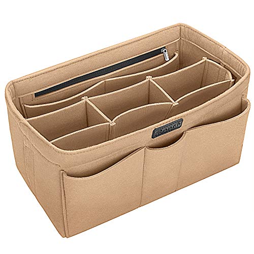 Ropch Handtaschen Organizer Taschenorganizer mit Fächer Geldbeutel-Einsatz Bag in Bag Handtaschenordner Beige - L von Ropch