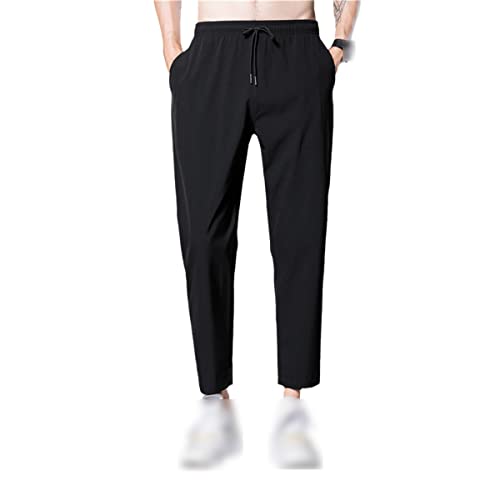 Roquorl Herren Sommer Eisseide Hose Freizeithose Sporthose Atmungsaktiv Bleistifthose, schwarz 1, 41-44.5 von Roquorl