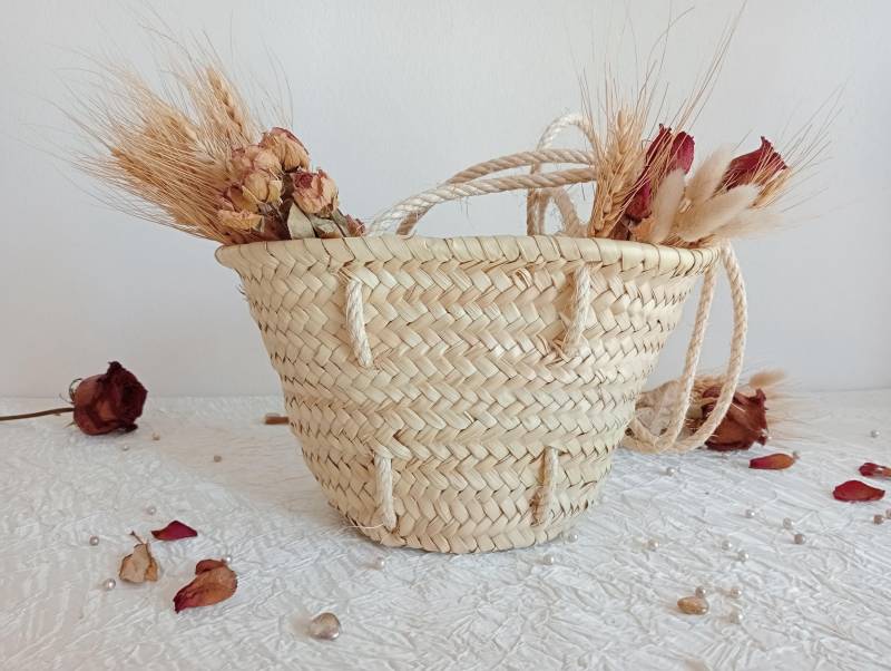 strohkorb, Runder Palmblattkorb, Kinderstrohkorb, Kleiner Dekokorb, Größe S von RosaMPardoDesign