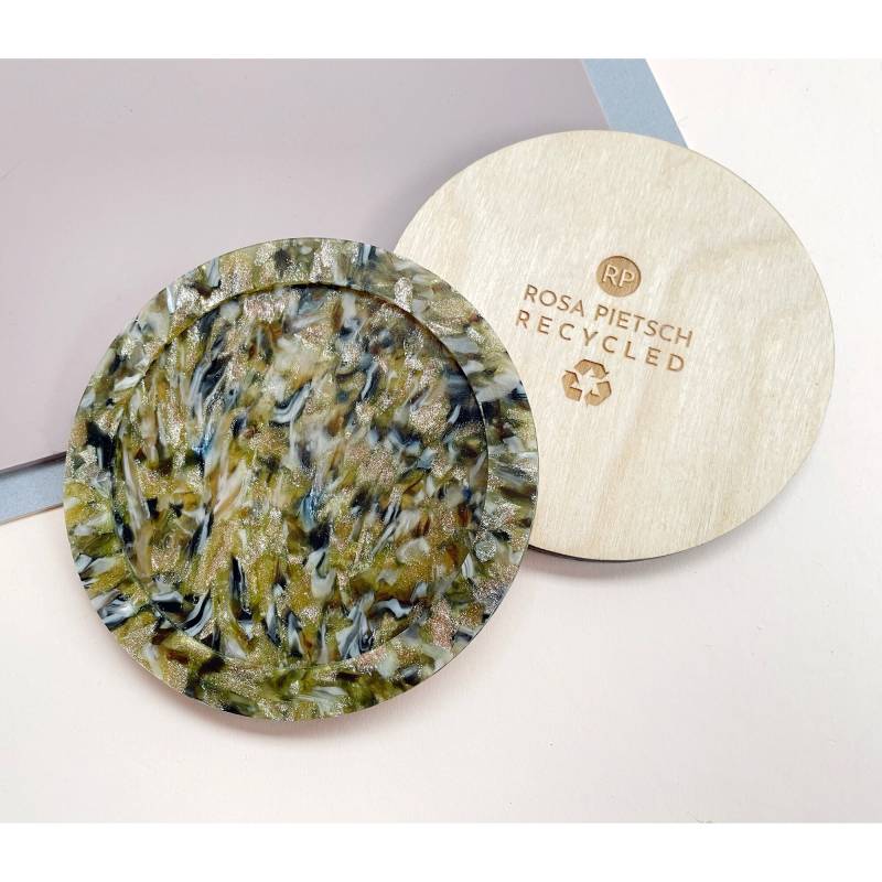 Recycled Mini Tablett - Gold Mix Circle | Schmucktablett Ring Schale Laser-Cut Acryl Haushaltswaren von RosaPietsch