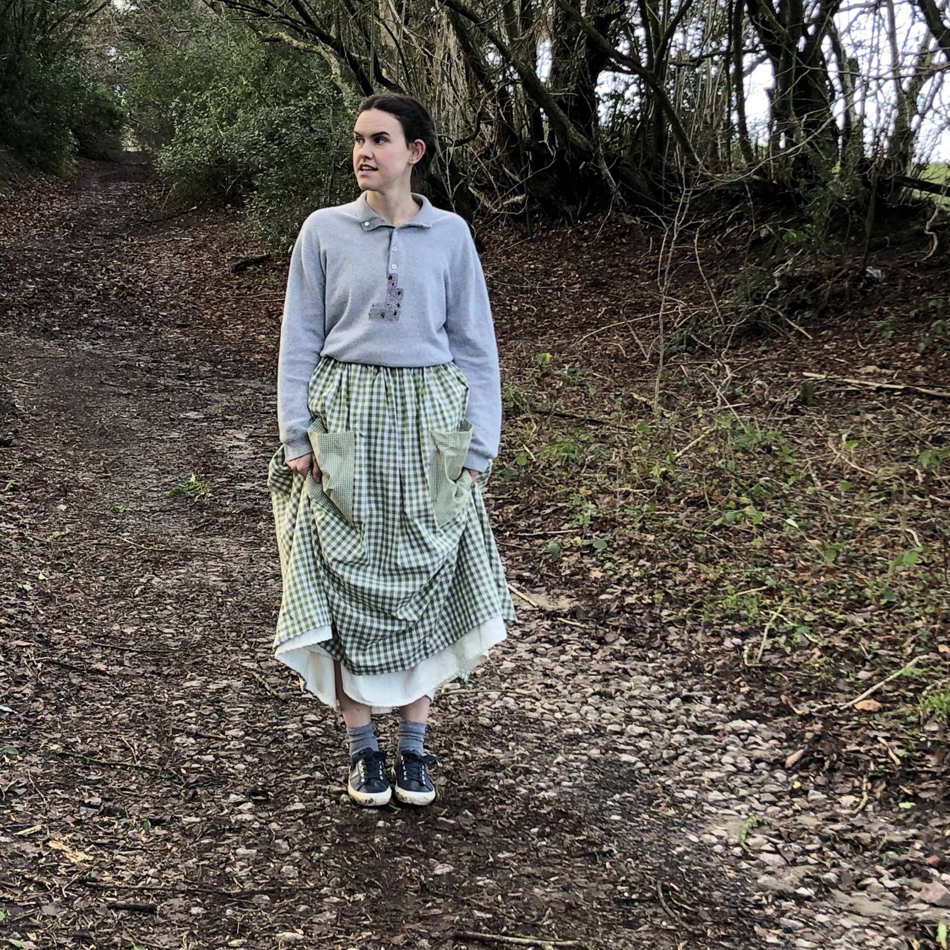 Ein Langer Rock Aus Grünem Vichykaro. 100% Baumwolle. Landhausstil von RosablueOriginals