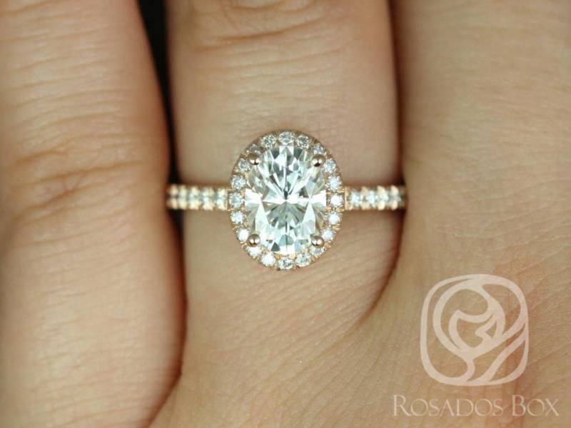 1.50Ct Extra Low Chantelle 8 X 6 Mm Moissanite Diamant Oval Halo Ring, Ovaler Verlobungsring, Ehering, Jubiläumsring, Ring von RosadosBox