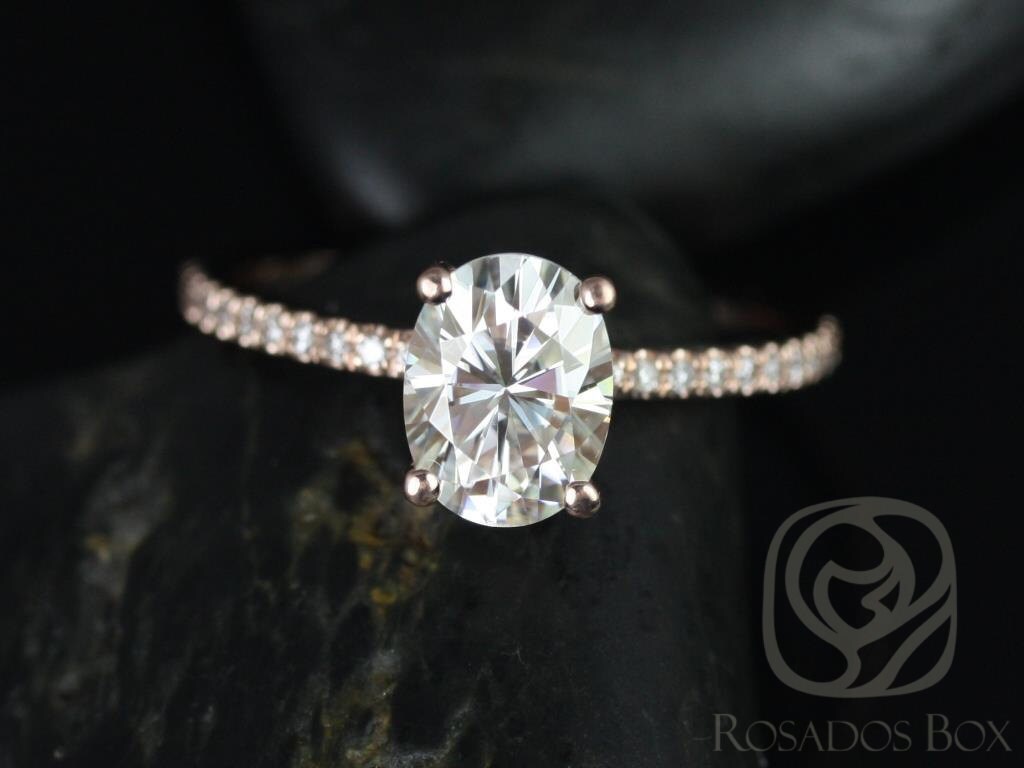 1.50Ct Versandfertig Darcy 8 X 6 Mm 14Kt Weiss Gold Für Immer Ein Moissanite Diamant Zierlicher Ovaler Verlobungsring, Solitärring von RosadosBox