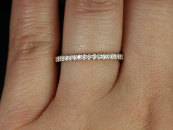 14Kt Cara Passendes Band Band, Diamant Eternity, Zierlicher Ring, Jubiläumsring, Stapelring von RosadosBox