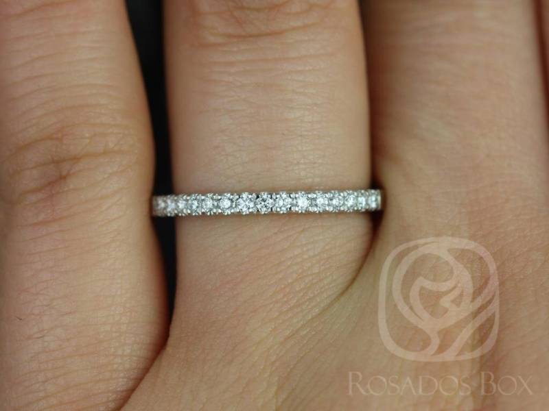 14Kt Gold Passende Band Zu Barra/Samina 9 Oder 10 Mm Diamant Hälfte Eternity Ring, Pave Diamantring, Zierlicher Ehering von RosadosBox
