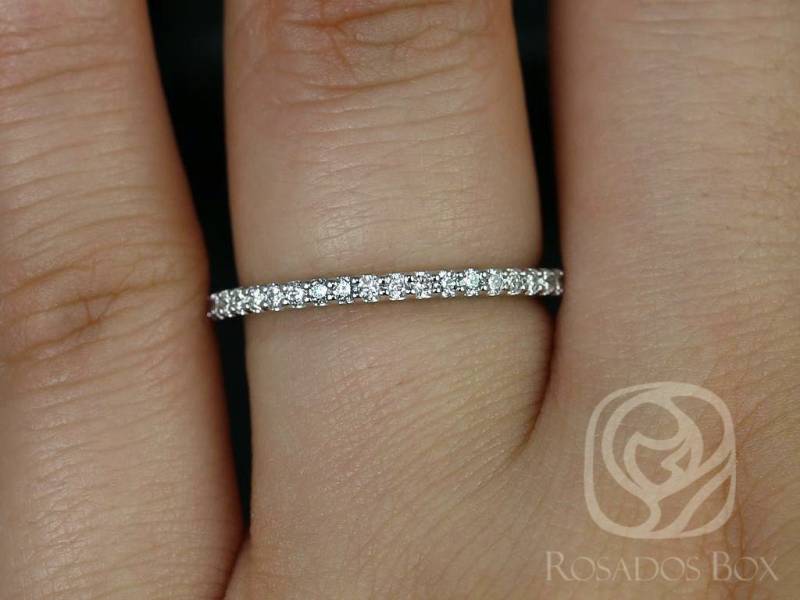14Kt Gold Passende Band Zu Natalia 9 X 7 Mm Diamant Halbseitig Eternity Ring, Zierliche Diamantring, Stapelbare Ehering, Jubiläumsring von RosadosBox