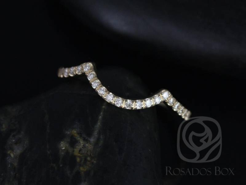 14Kt Gold Passendes Band Zu Maritza 7 Mm Diamant Halbseitig Eternity Ring, Schattenband, Konturierte Band, Nesting Gebogener Ehering von RosadosBox