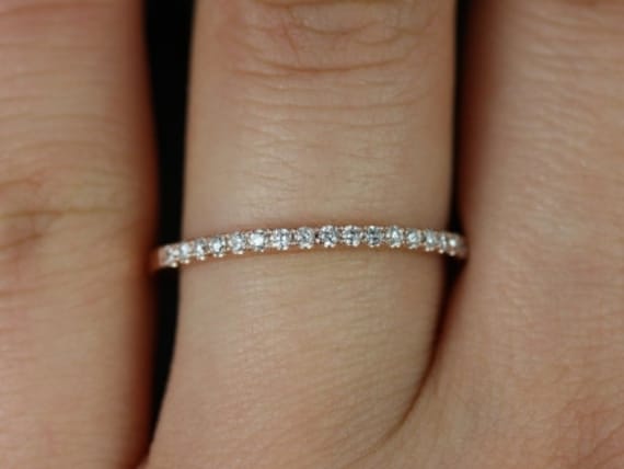 14Kt Matching Band Barra in 6mm/7mm Diamant Halbseitig Eternity Ring, Petite Diamantring, Eternity, Jubiläumsgeschenk von RosadosBox