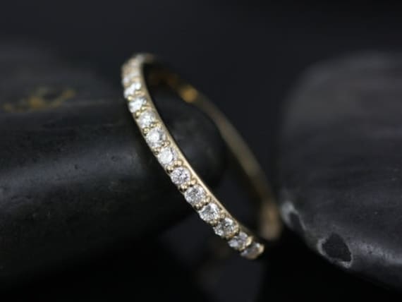 14Kt Matching Band Tiffani/Sarah Diamant Halfway Eternity Ring, Geteilter Krappenring, April Geburtsstein, Ehering, Zierlicher Ring von RosadosBox