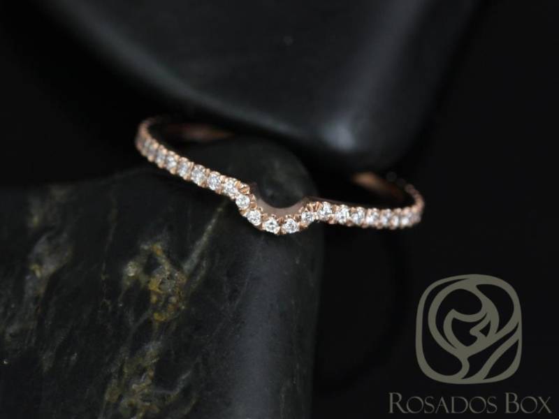 14Kt Matching Band Zu Dora 8 Mm Pave Diamant Fast Eternity Ring, Geschwungener Ehering, Schattenband, Konturiert Ring von RosadosBox