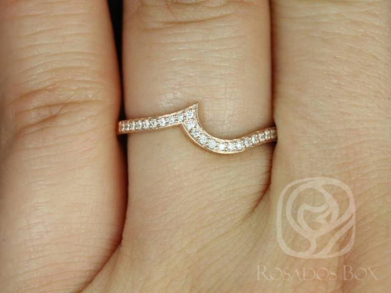 14Kt Matching Band Zu Odala 5, 5 Mm Diamant Halbseitig Eternity Ring, Geschwungener Ehering, Schattenband, Konturiertes Band, Ehering von RosadosBox