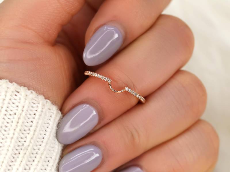 14Kt Passendes Band Zu Bridgette/Britney 6 X 4 Mm Diamant Halfway Eternity Ring, Diamantband, Gebogenes Band, Nesting Schattenband von RosadosBox