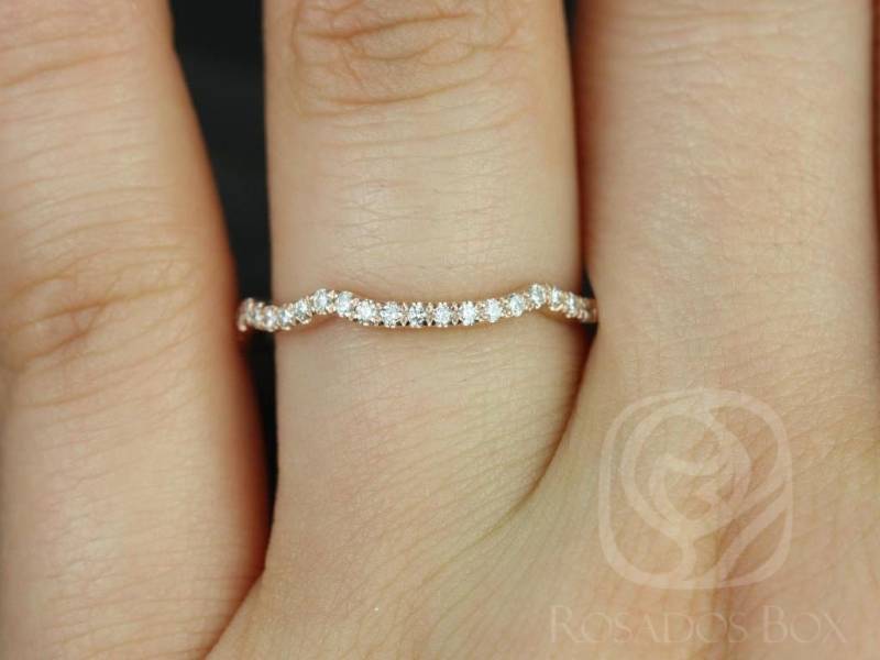 14Kt Passendes Band Zu Chloe Diamant Halfway Eternity Ring, Schatten Band, Geschwungener Ehering, Diamantring, Konturierter Nesting Ring von RosadosBox