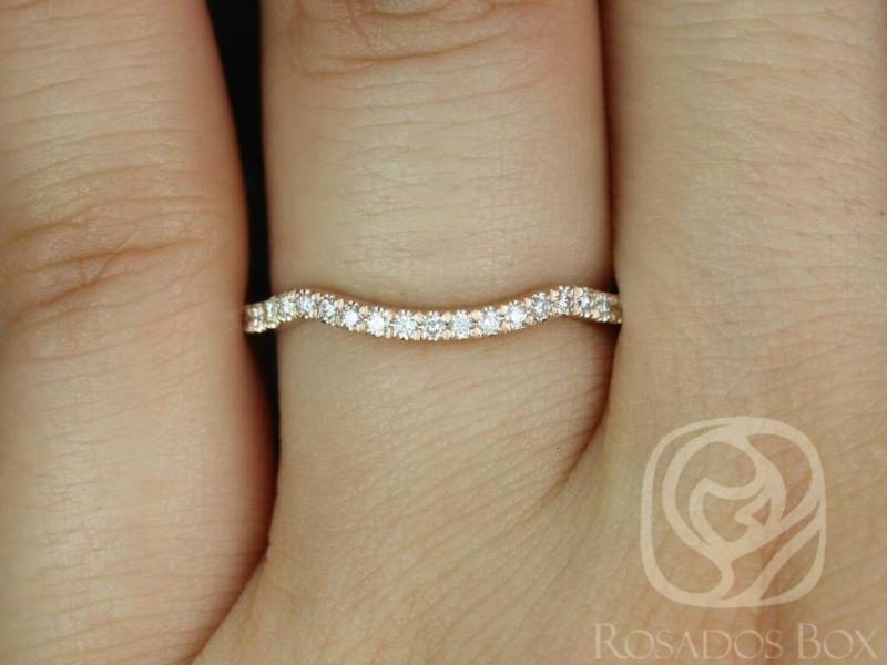 14Kt Rose Gold Passendes Band Zum Thelma 10 X 8 Mm Diamant Halfway Eternity Ring, Schattenband, Geschwungener Ehering, Passender Diamantring von RosadosBox