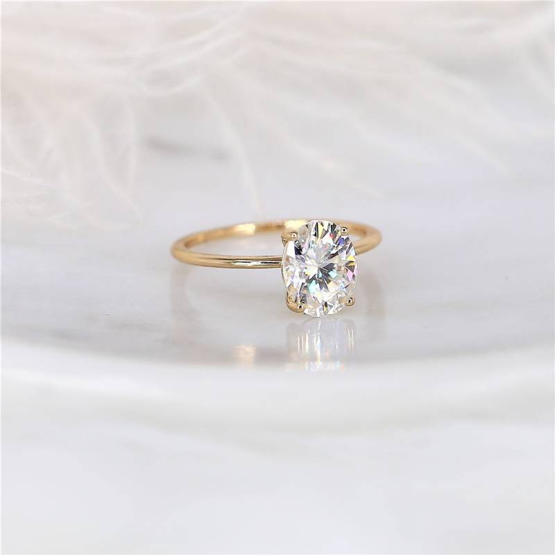2 Karat Layla 9 X 7 Mm 14Kt Gold Moissanit Minimalist Ultra Dainty Oval Solitaire Verlobungsring, Jubiläumsgeschenk, Ehering von RosadosBox
