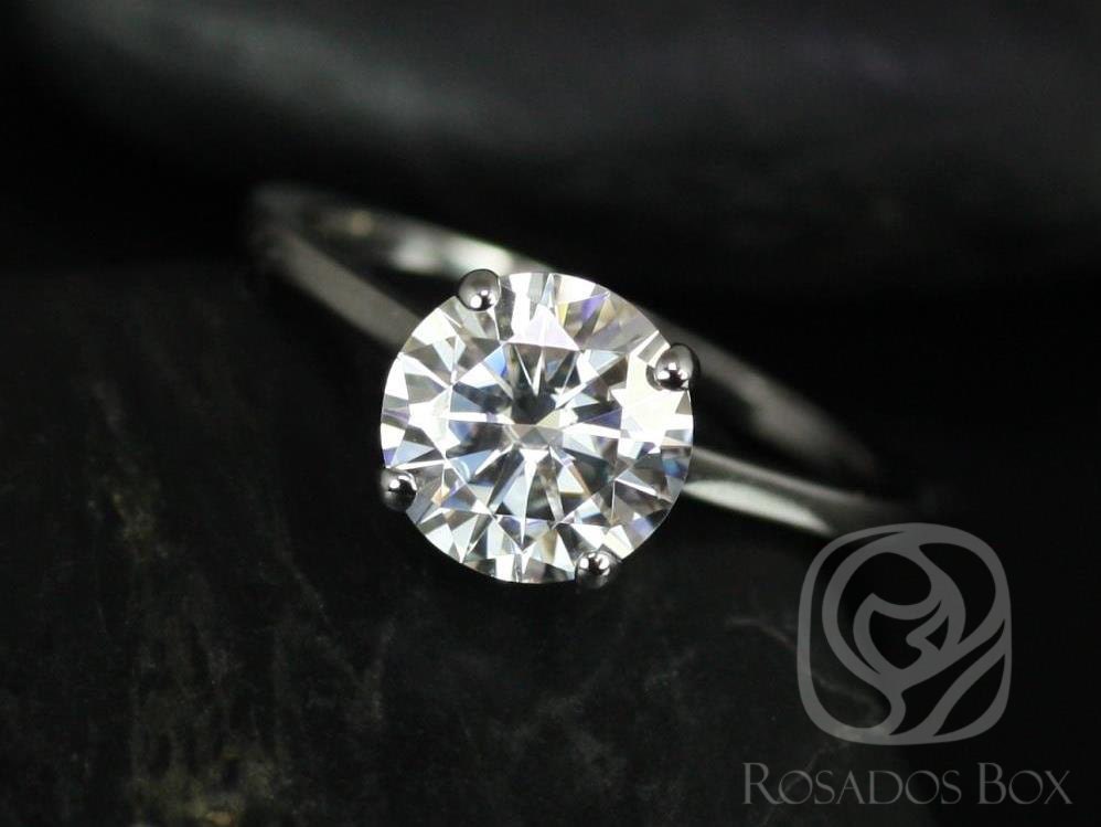 2Ct Piper 8 Mm 14Kt Weißgold Moissanite Minimalist Zierliche Runde Solitär Verlobungsring von RosadosBox