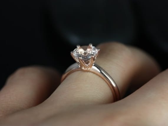 Bereit Zum Schiff Webster 7, 5 Mm 14Kt Gold Runde Morganit Sechs Zacken Solitär Ring, Rundschliff Jubiläumsgeschenk, Geschenk Für Sie von RosadosBox