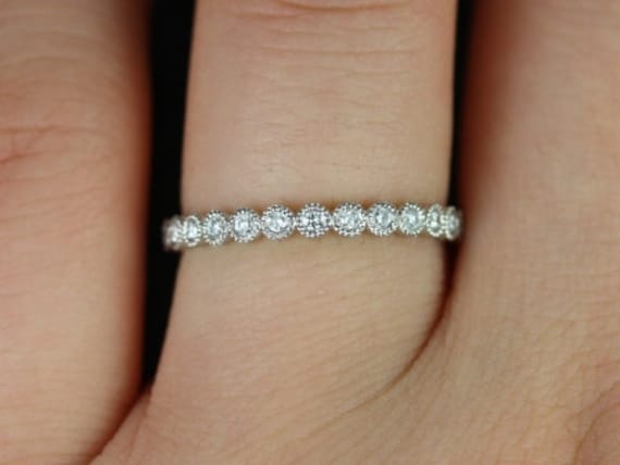 Bereit Zum Versand Petite Bubbles Mit Milgain Platin Diamant Full Eternity Ring, Jubiläumsgeschenk, Einzigartiger Ehering von RosadosBox