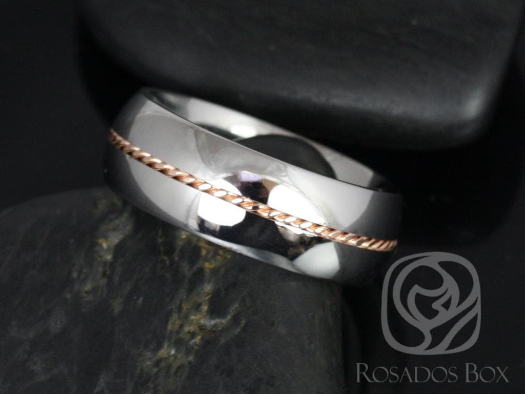 Darth 8mm 14Kt Roségold & Cobalt Single Geflochtenes Band von RosadosBox