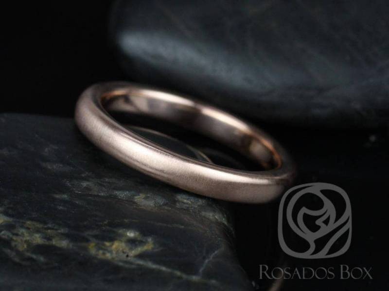 Dax 3 Mm 14Kt Rose Gold Abgerundete Pfeife Matt Oder High Finish Band | Chic Classics Collection von RosadosBox