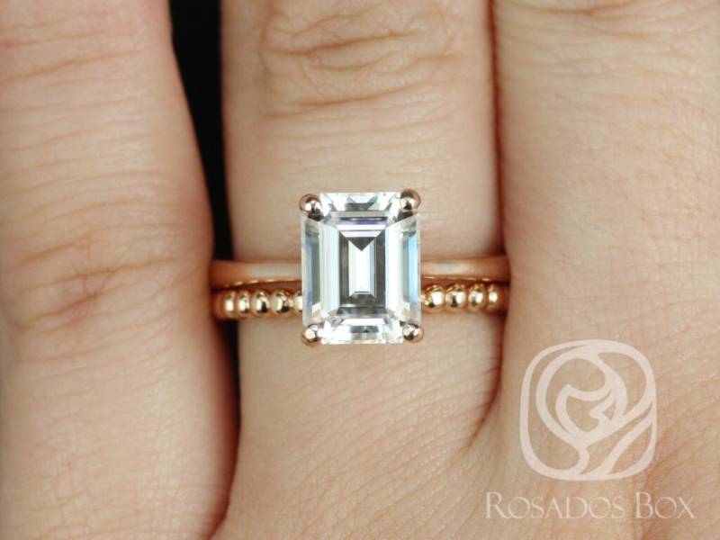 Diamant Frei Skinny Norma 9 X 7 Mm & Buddha Perlen 14Kt Rose Gold Smaragd Moissanite Braut Set Diamant Frei Skinny Norma 9 X 7 Mm & Buddha Perlen 14Kt Rose Gold Smaragd Moissanite Braut Set von RosadosBox