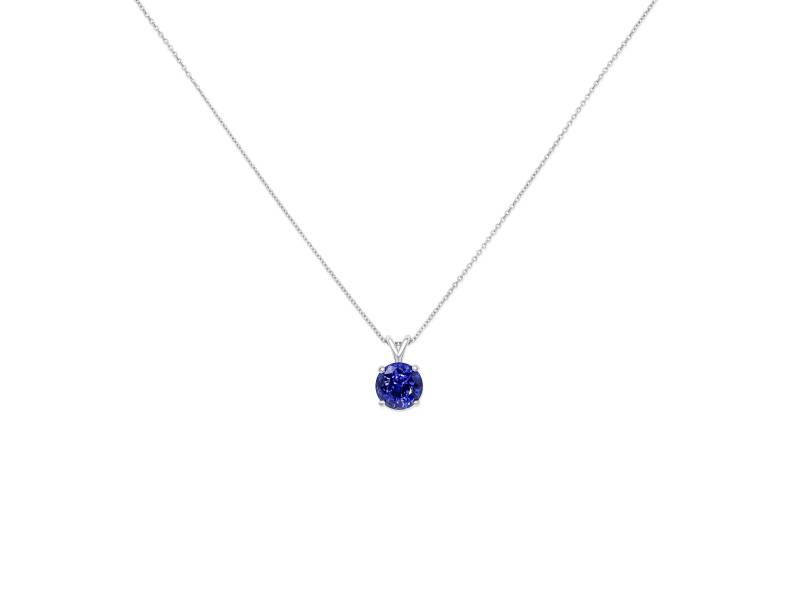 Donna 8 Mm 14Kt Weißgold Blauer Saphir Halskette, Zierliche Blaue Solitär September Geburtsstein, Jubiläumsgeschenk von RosadosBox