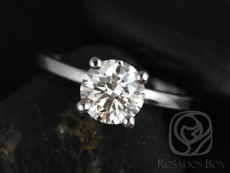 Ella 7 Mm 14Kt Weißgold Moissanite Tulip Solitaire Verlobungsring von RosadosBox