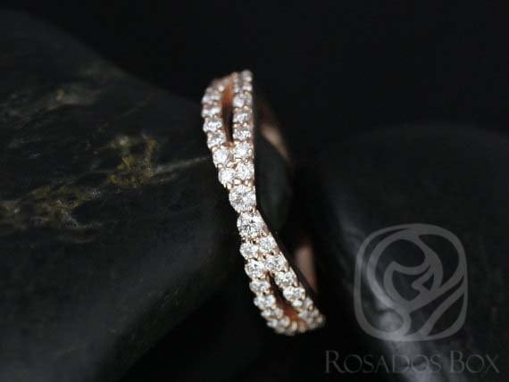Lima 14Kt Criss Cross Diamant Halfway Ring, Unendlichkeit Band, Einzigartiger Crossover Jubiläumsgeschenk, Ehering von RosadosBox