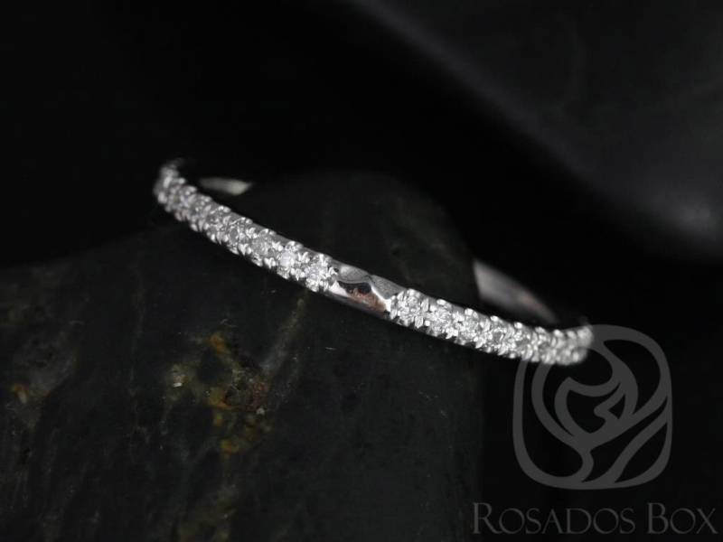 Passender Band Zu Eloise 7/7, 5 Mm 14Kt Gold Dainty Diamant Gekerbte Fast Eternity Ring, Gebogener Passender Ehering, Maßgefertigter Ring von RosadosBox