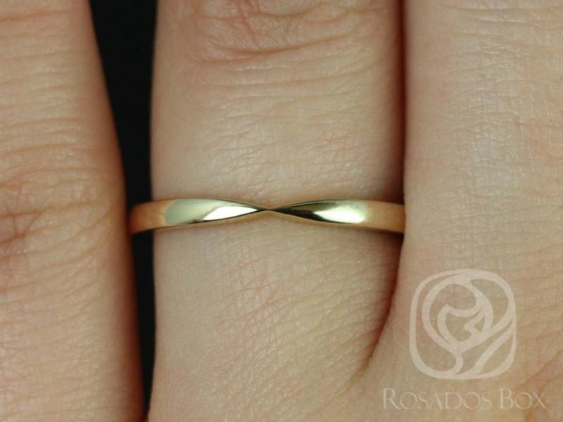 Plain Marla 14Kt Goldring, Gebogener Goldring, Eingefaltetes Goldband, Reverse Taper Ring, Gebogener Goldring, Ehering, Einzigartiger Ring, Stacking von RosadosBox