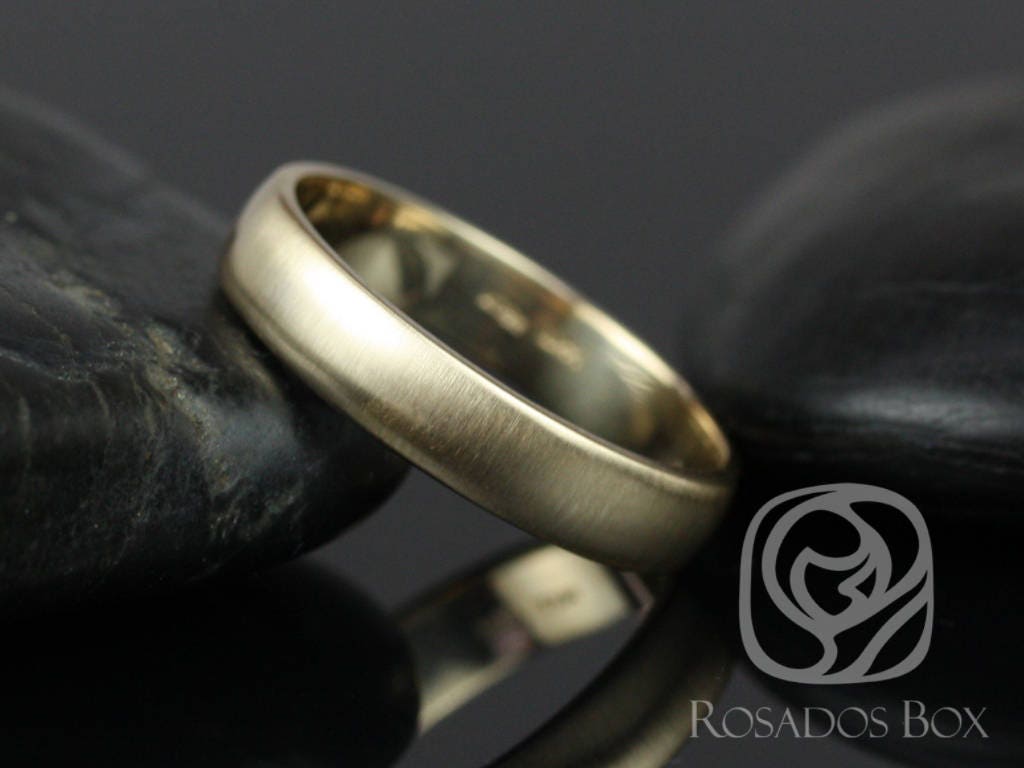 Rosados Box Steve 4 Mm 14Kt Gelbgold Oval Plain Non-Comfort Fit Matt Oder High Finish Band | Chic Classics Collection von RosadosBox