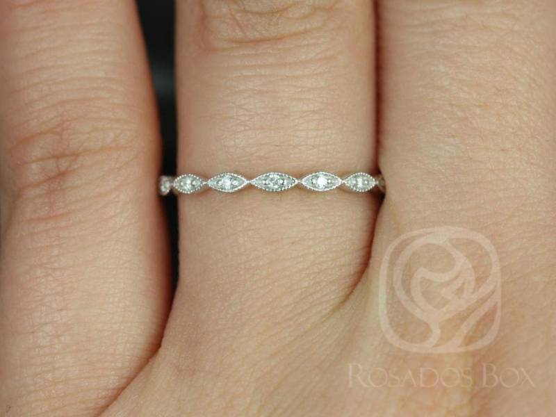 Ultra Petite Leah 14Kt Mit Milgrain Diamant Halfway Eternity Ring, Art-Deco-Ring, Einzigartiger Stapelring, Push Geschenk Ultra Petite Leah 14Kt Mit Milgrain Diamant Halfway Eternity Ring, Art-Deco-Ring, Einzigartiger Stapelring, Push Geschenk von RosadosBox