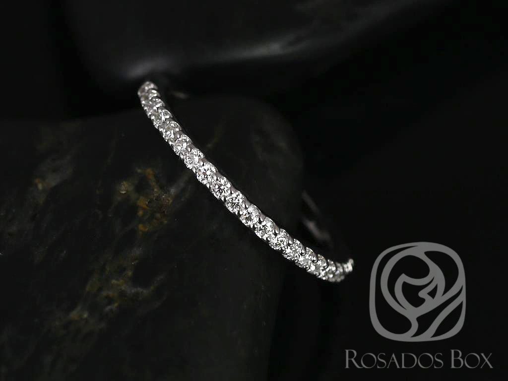 Versandfertig 14Kt Solid Gelb Gold Diamant Gemeinsame Prong Passende Band Zu Natalia 9 X 7 Mm Halfway Eternity Ring, Rosados Box von RosadosBox