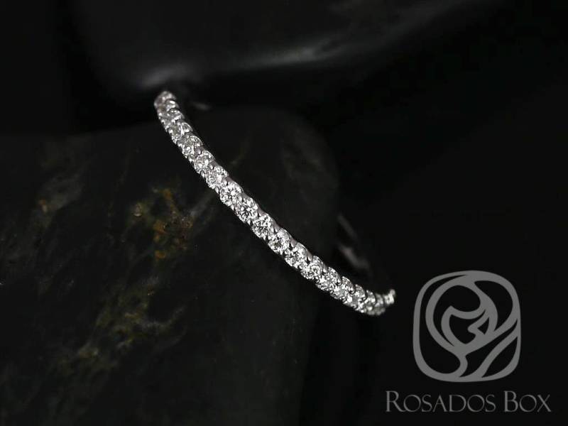 Versandfertig 14Kt Solid Gelb Gold Diamant Gemeinsame Prong Passende Band Zu Natalia 9 X 7 Mm Halfway Eternity Ring, Rosados Box von RosadosBox
